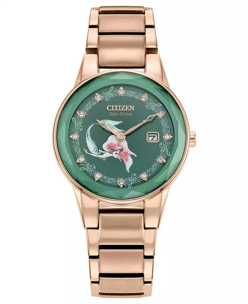 Citizen Eco-Drive Women's Disney Princess Ariel Rose Gold-Tone Stainless Steel Bracelet Watch 30mm Gift Set 2