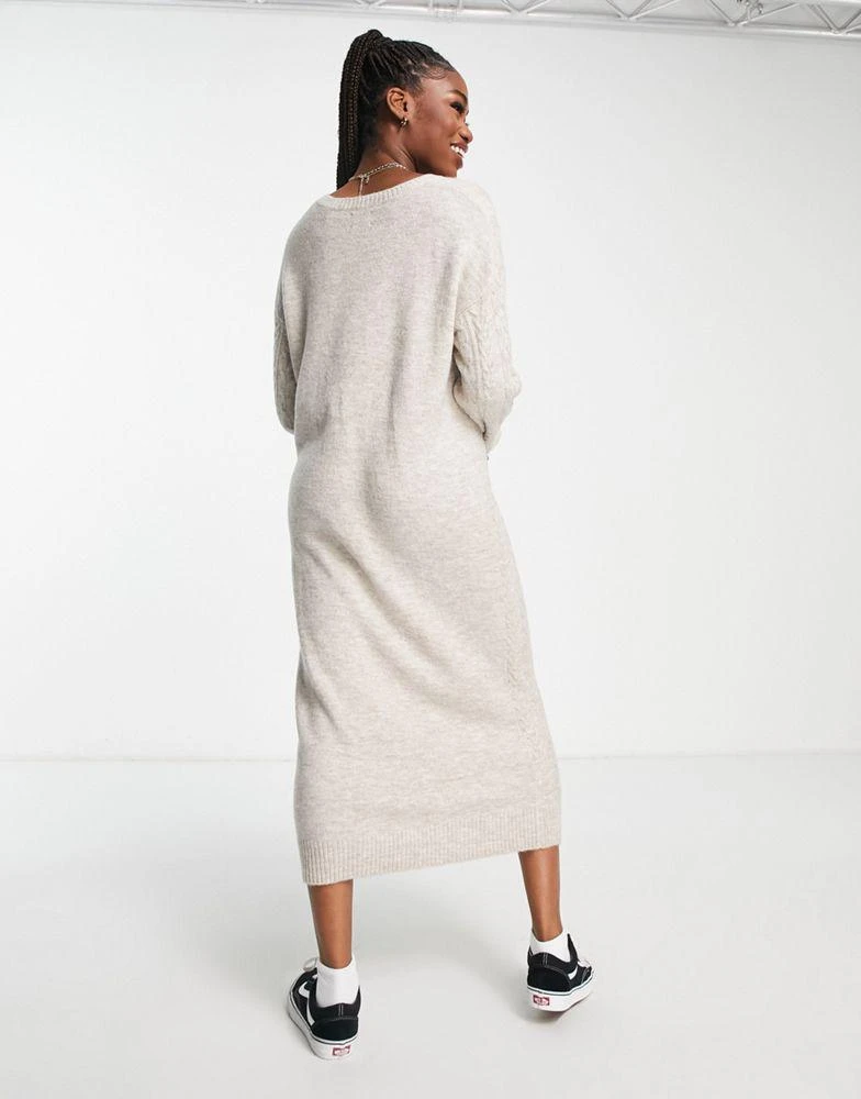 ASOS DESIGN ASOS DESIGN knitted maxi jumper dress in cable in oatmeal 2