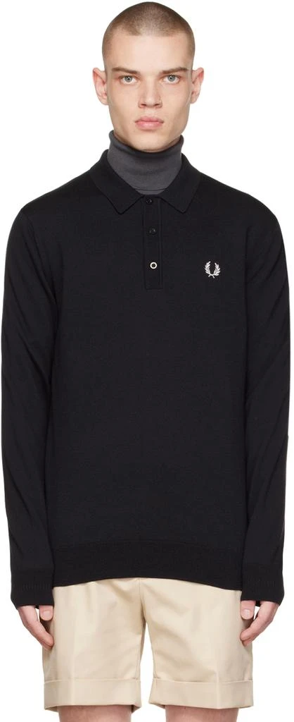 Fred Perry Black Long Sleeve Polo 1