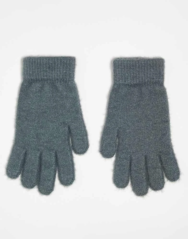 Monki Monki hairy gloves in grey 3