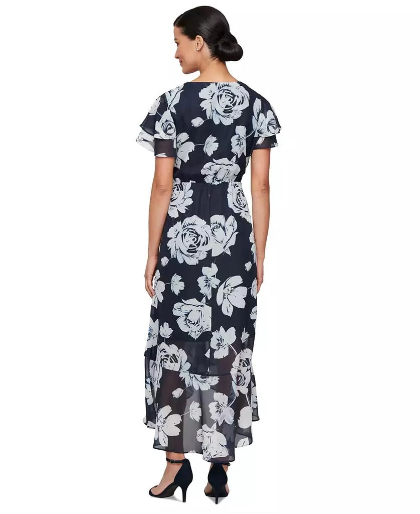 SL Fashions Women's Flutter-Sleeve High-Low Dress - Navy Multi - 16