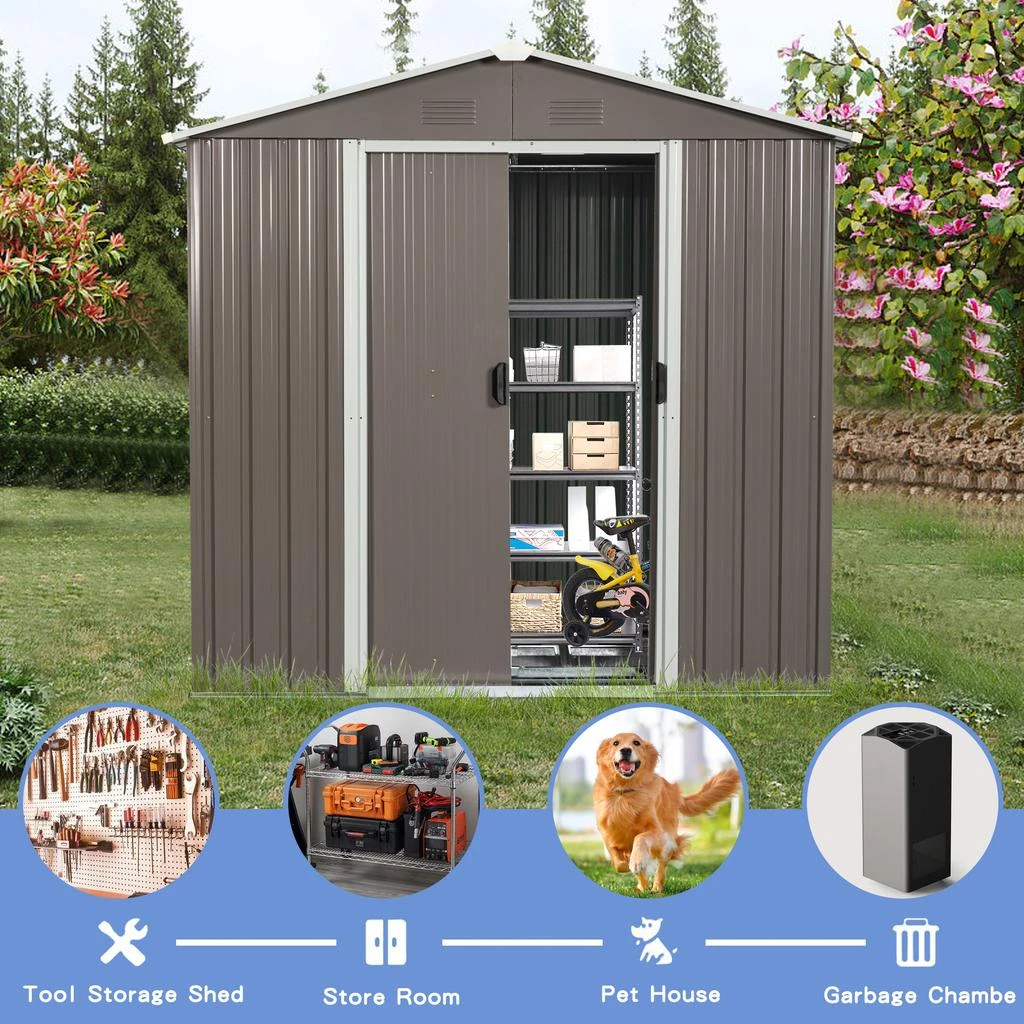 Streamdale Furniture Streamdale 8FT X 4FT Outdoor Metal Storage Shed 5
