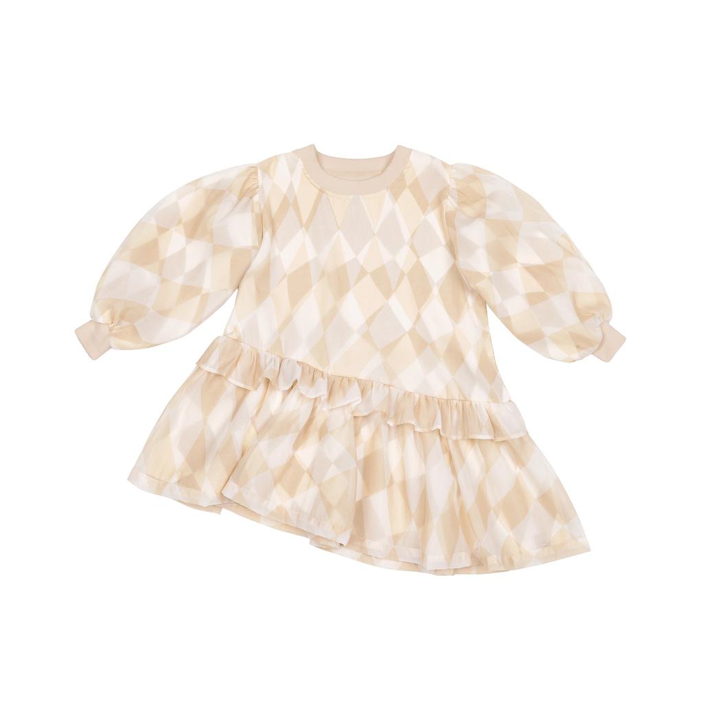 Omamimini Girls Hi-Low Organza & Terry Dress