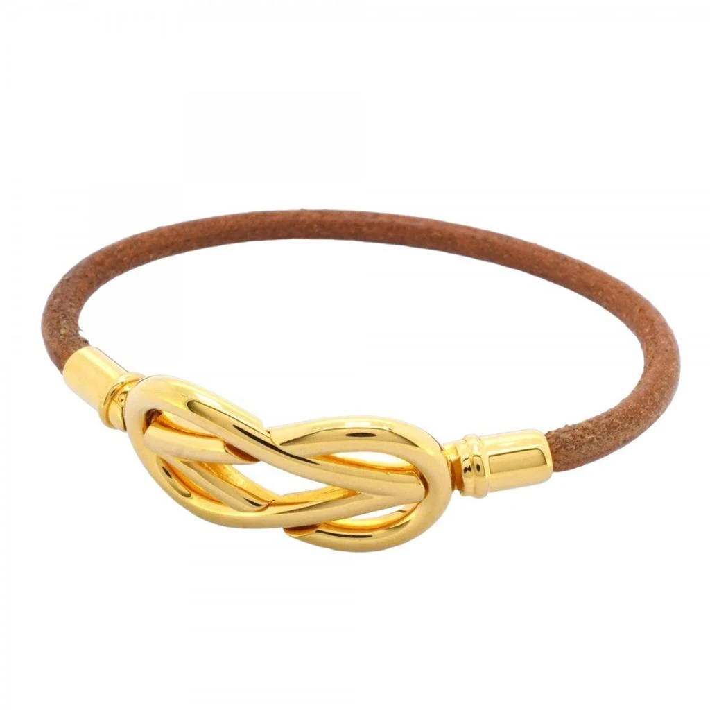 Hermes gold gold Plating Leather Charm Bracelet (Pre-Owned)