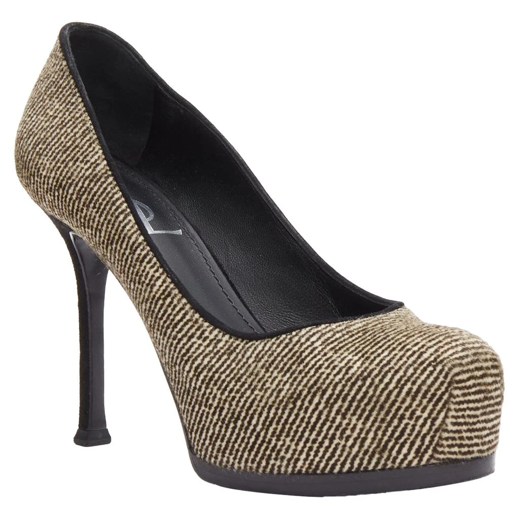 Yves Saint Laurent Tribtoo wool tweed platform heel pump 2