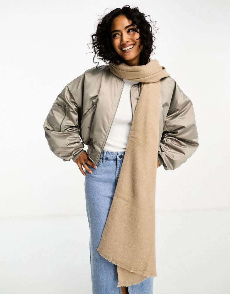 ASOS ASOS DESIGN scarf with raw edge in stone 1