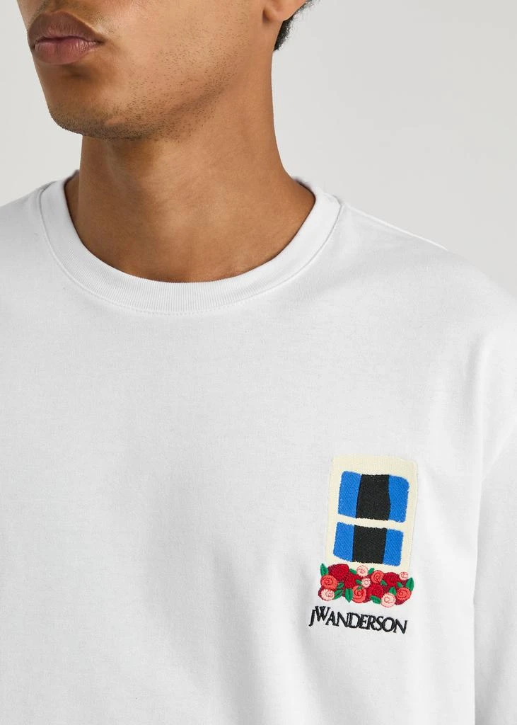 JW Anderson Logo and graphics-embroidered cotton T-shirt 5