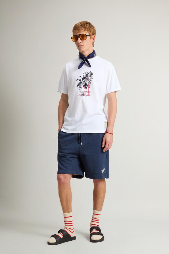 Woolrich Pure Cotton T-Shirt with Graphic Print - Men - Blue