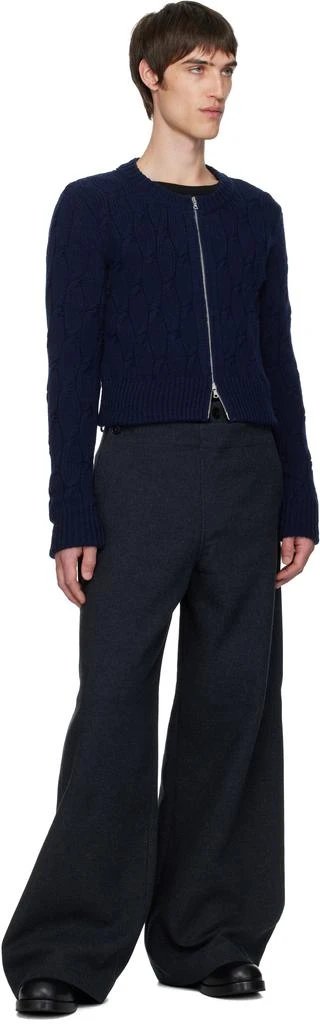 Dries Van Noten Navy Cable-Knit Cardigan 4