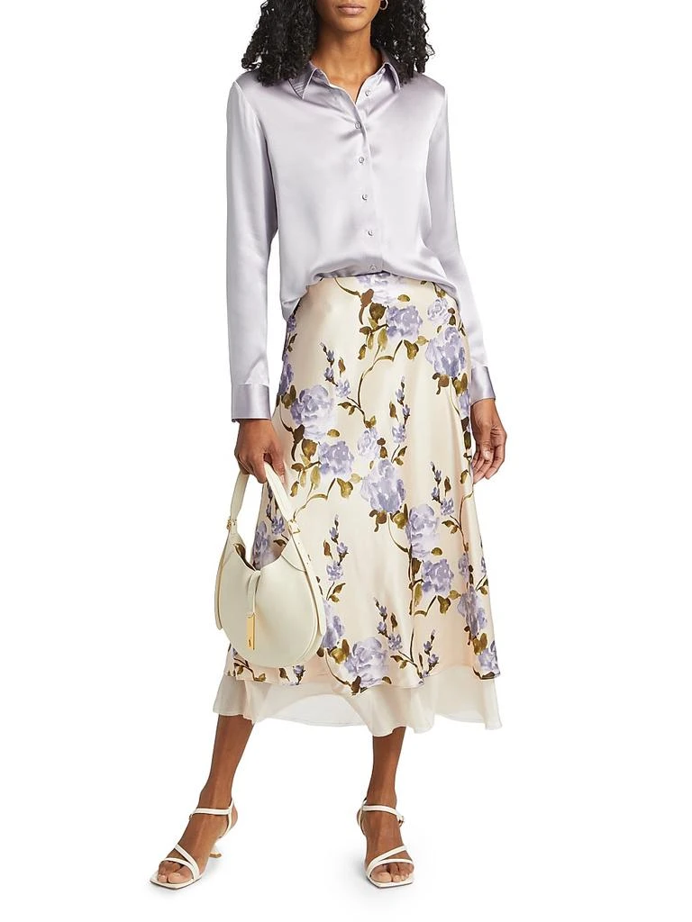 CAMI NYC Genoa Silk Chiffon-Trimmed Midi-Skirt 2