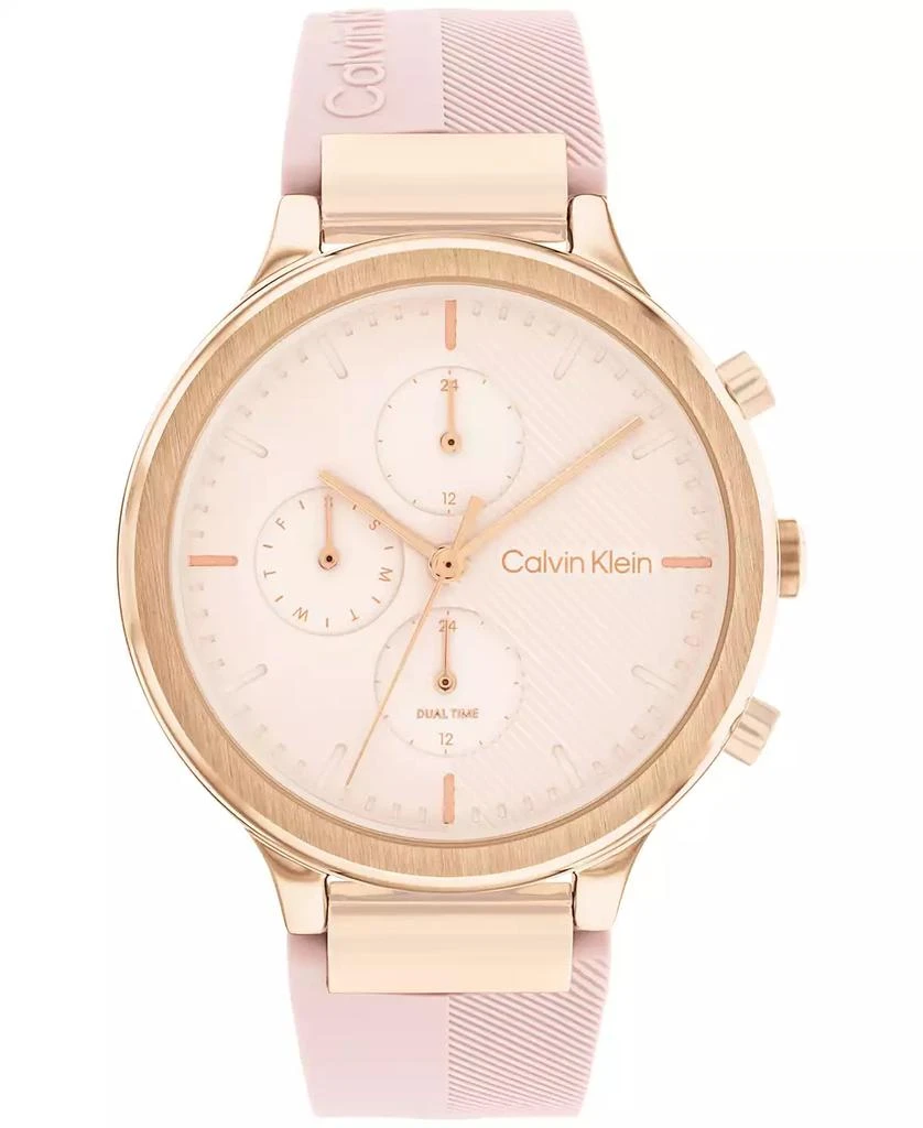 Calvin Klein Women's Multifunction Pink Silicone Strap Watch 38mm 1
