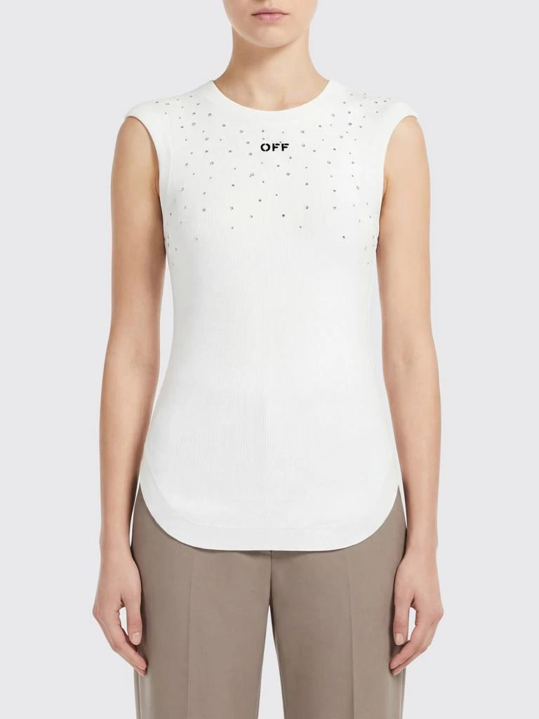 Off-White Off-White Viscose Top with Rhinestones