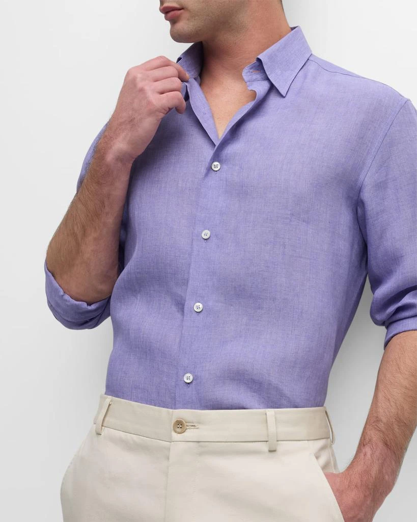 Brioni Men's Solid Linen Sport Shirt 6