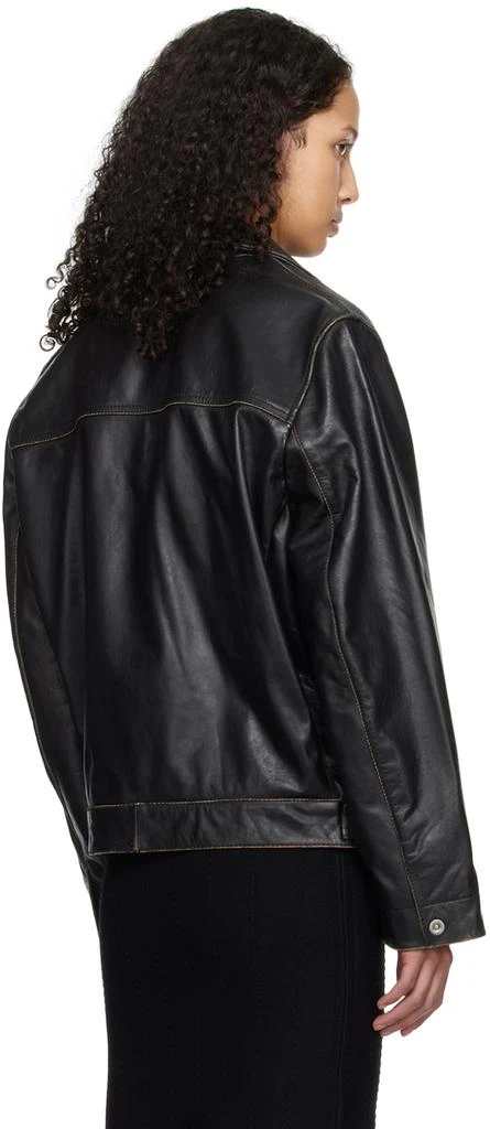 Victoria Beckham Black Oversized Leather Jacket 3
