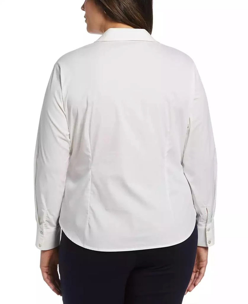 Rafaella Plus Size Ruched Front Poplin Long Sleeve Button-Down Shirt 2