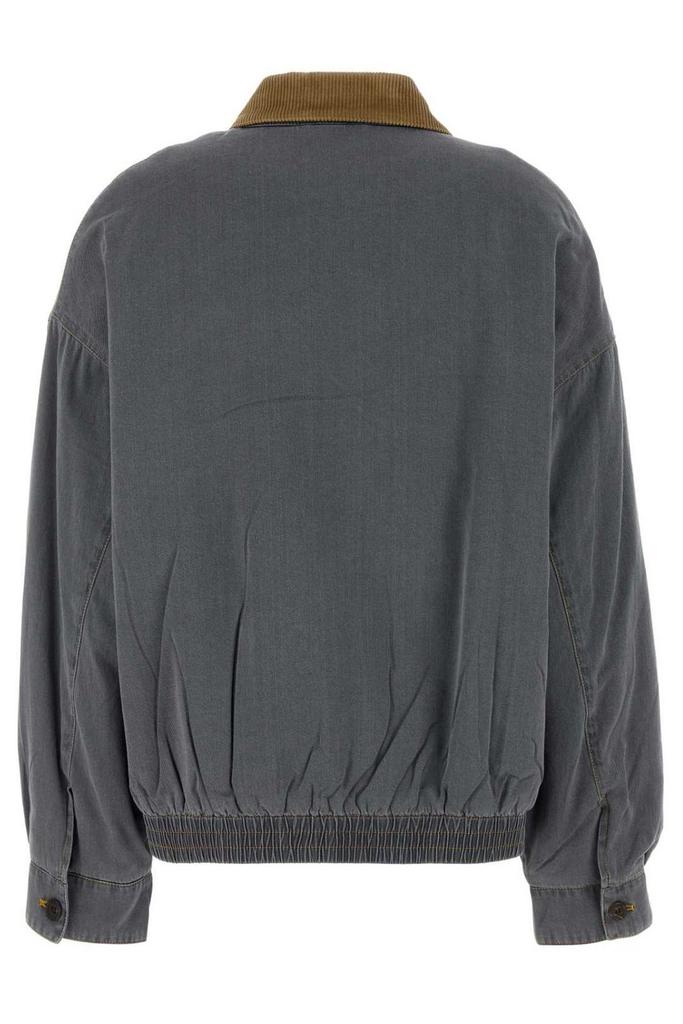 Shop Miu Miu Velvet-Trim Zipped Bomber Jacket on Sale at