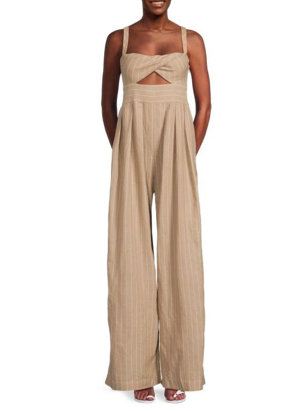 BCBG Striped Wide Leg Jumpsuit 1