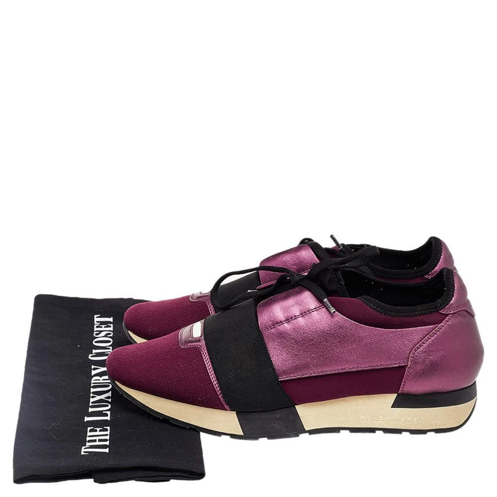 Balenciaga Balenciaga Burgundy/Purple Leather And Canvas Race Runner Sneakers Size 40 8