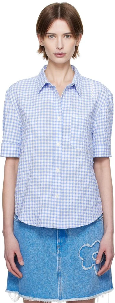 Marni Blue & White Seersucker Checked Shirt 1