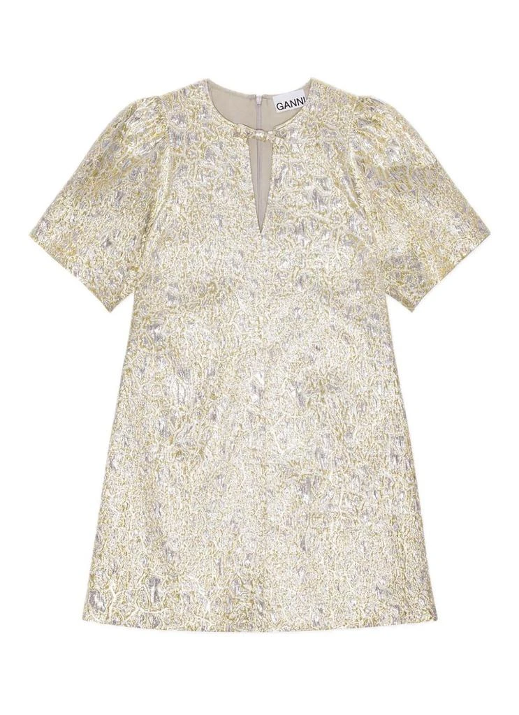 Ganni Metallic Cloque A Shaped Mini Dress 1