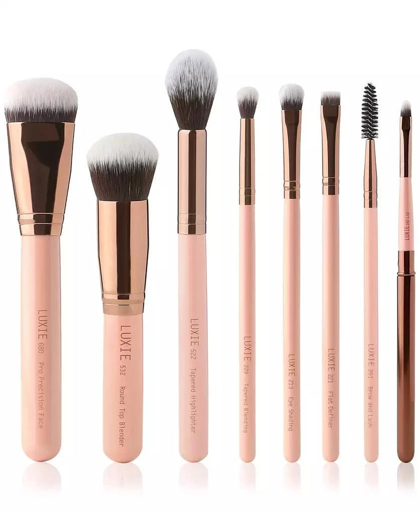 LUXIE 8-Pc. Rose Gold Complete Face Brush Set 1