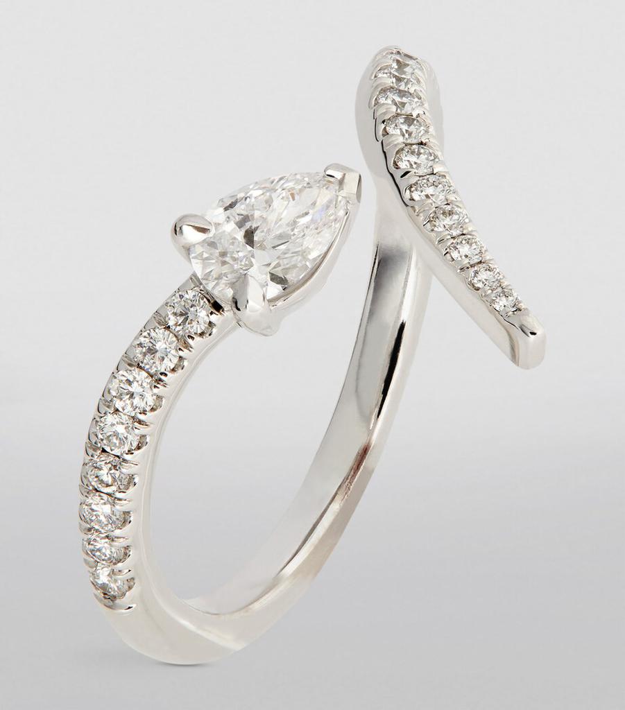 Engelbert White Gold and Diamond Swirl Ring