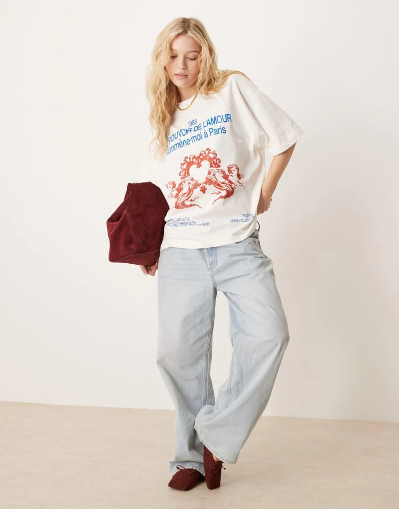 ASOS ASOS DESIGN oversized tee with paris valentines graphic in cream 2