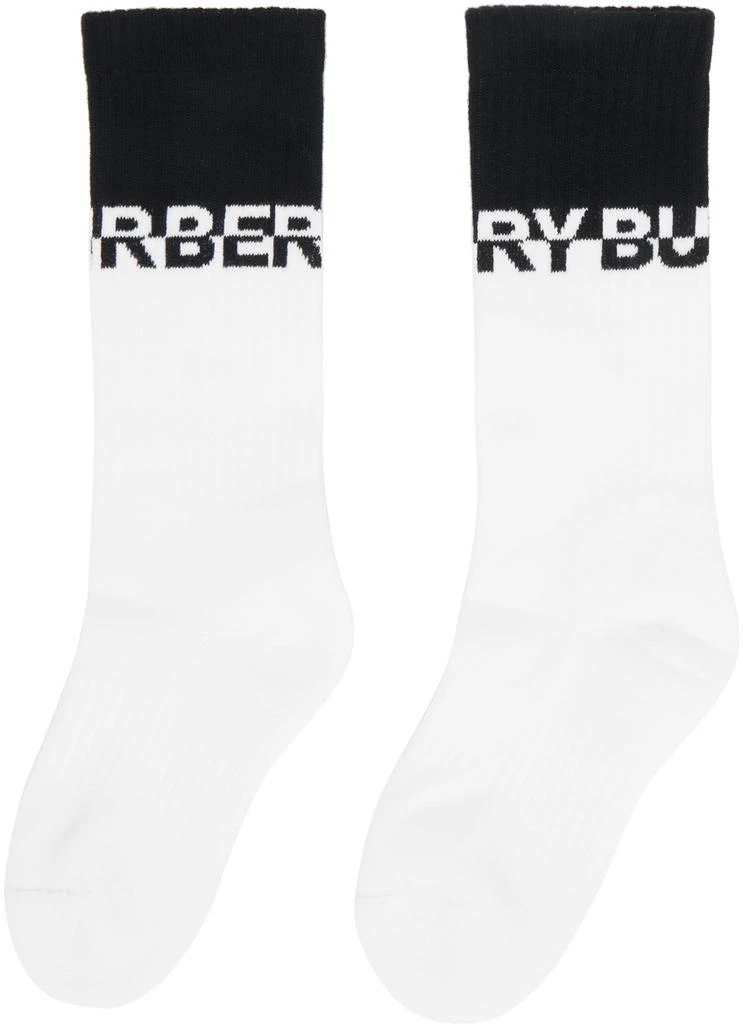 Burberry White & Black Logo Intarsia Socks 2