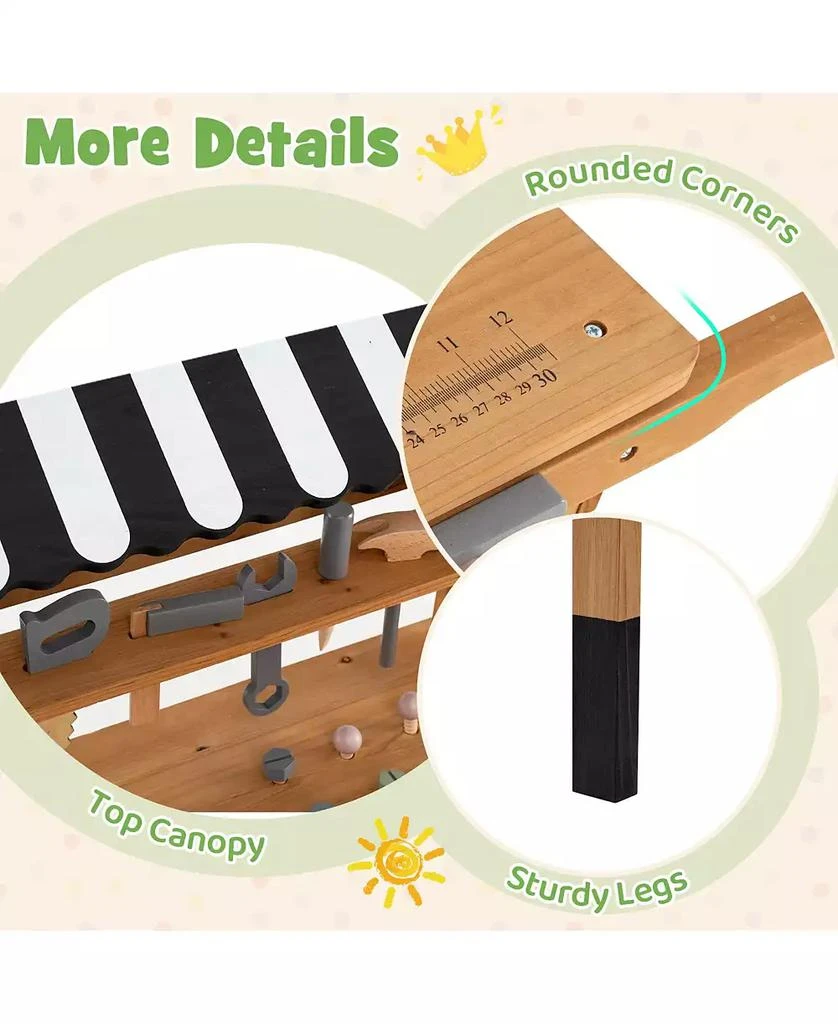 Mecale 2-in-1 Kids Rolling Cart with Play Tools Set for Construction 
Role Play 7