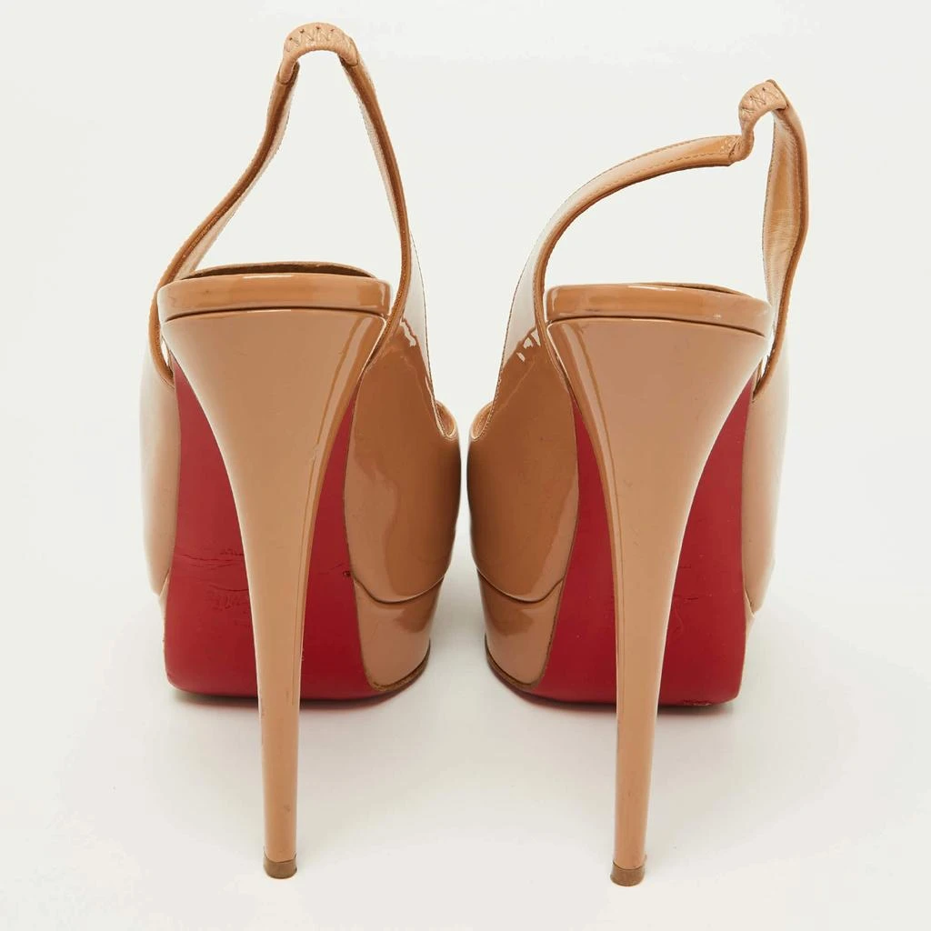 Christian Louboutin Christian Louboutin Beige Patent Leather Lady Peep Slingback Pumps Size 40 5