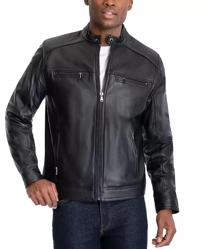 Michael Kors Michael Kors Men's Perforated Leather Moto Jacket, Created for Macy's 5