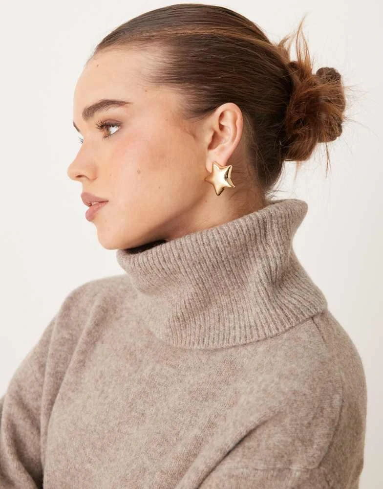 New Look New Look roll neck jumper in mink 4