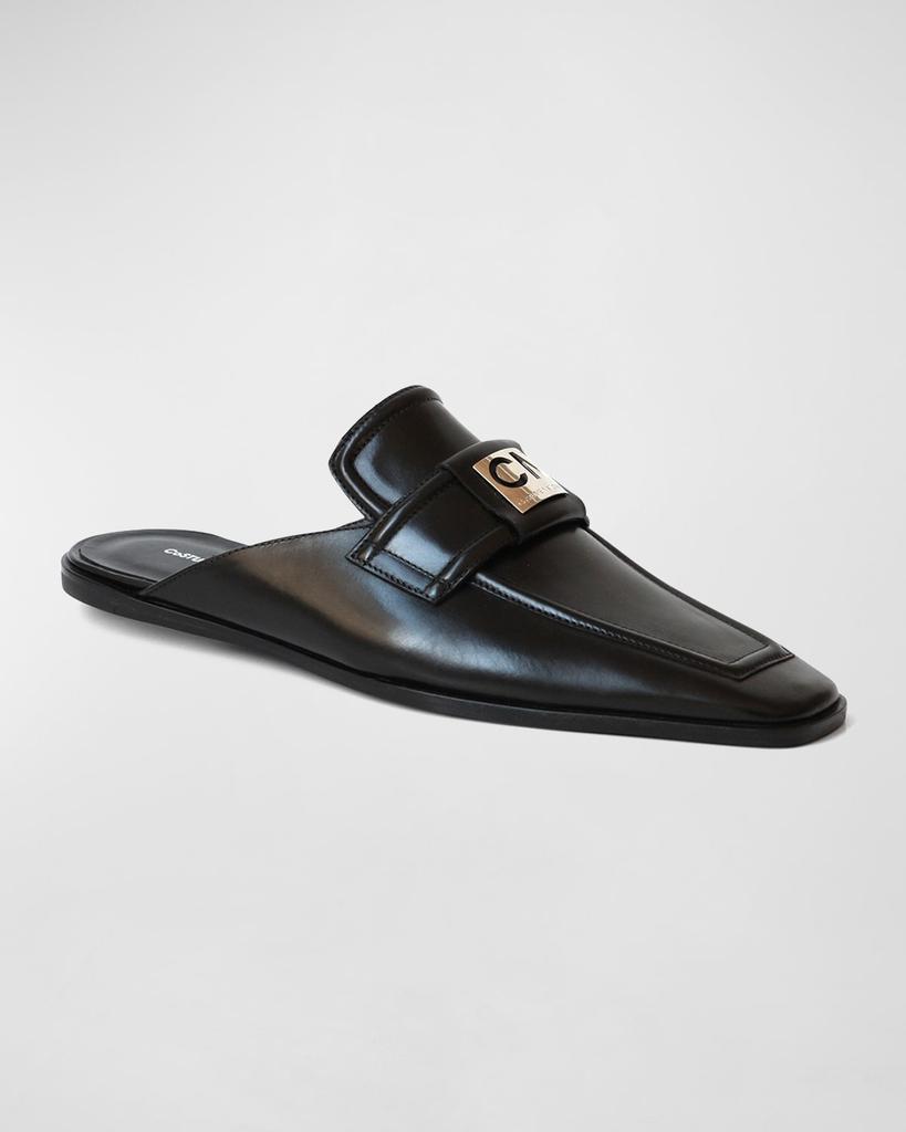 Costume National Men's CN-Logo Leather Backless Loafer Slides