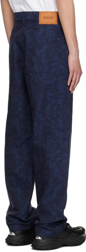 Versace Blue Barocco Jacquard Carpenter Trousers 3