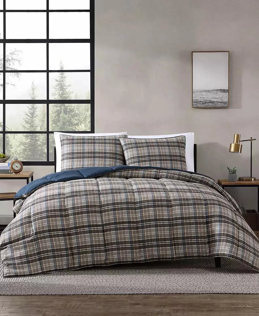 Eddie Bauer CLOSEOUT! Rugged Plaid Micro Suede Reversible 2 Piece Duvet Cover Set 1
