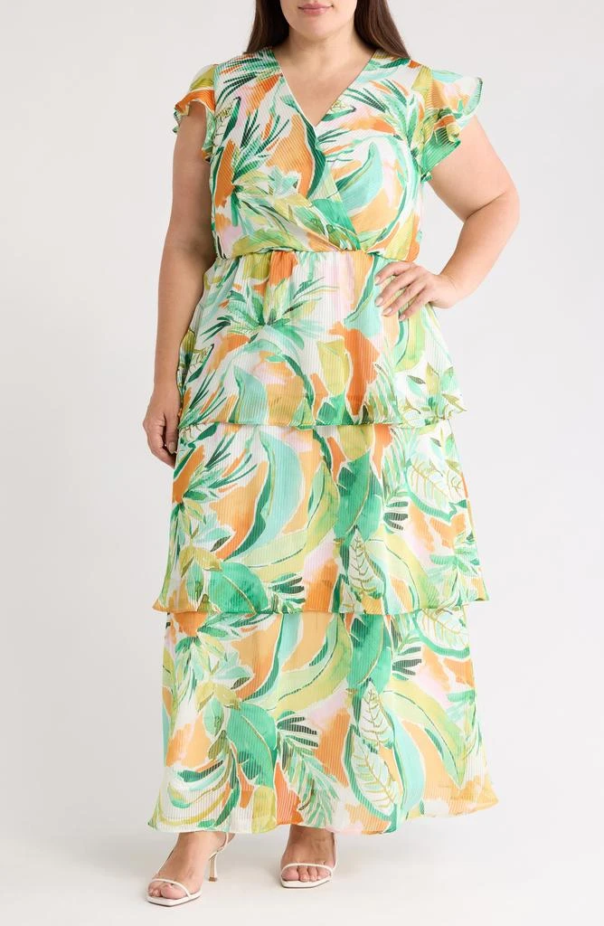 julia jordan green dress PLEATED LONG SLEEVE WAIST TIE MAXI DRESS – JULIA JORDAN main image 0