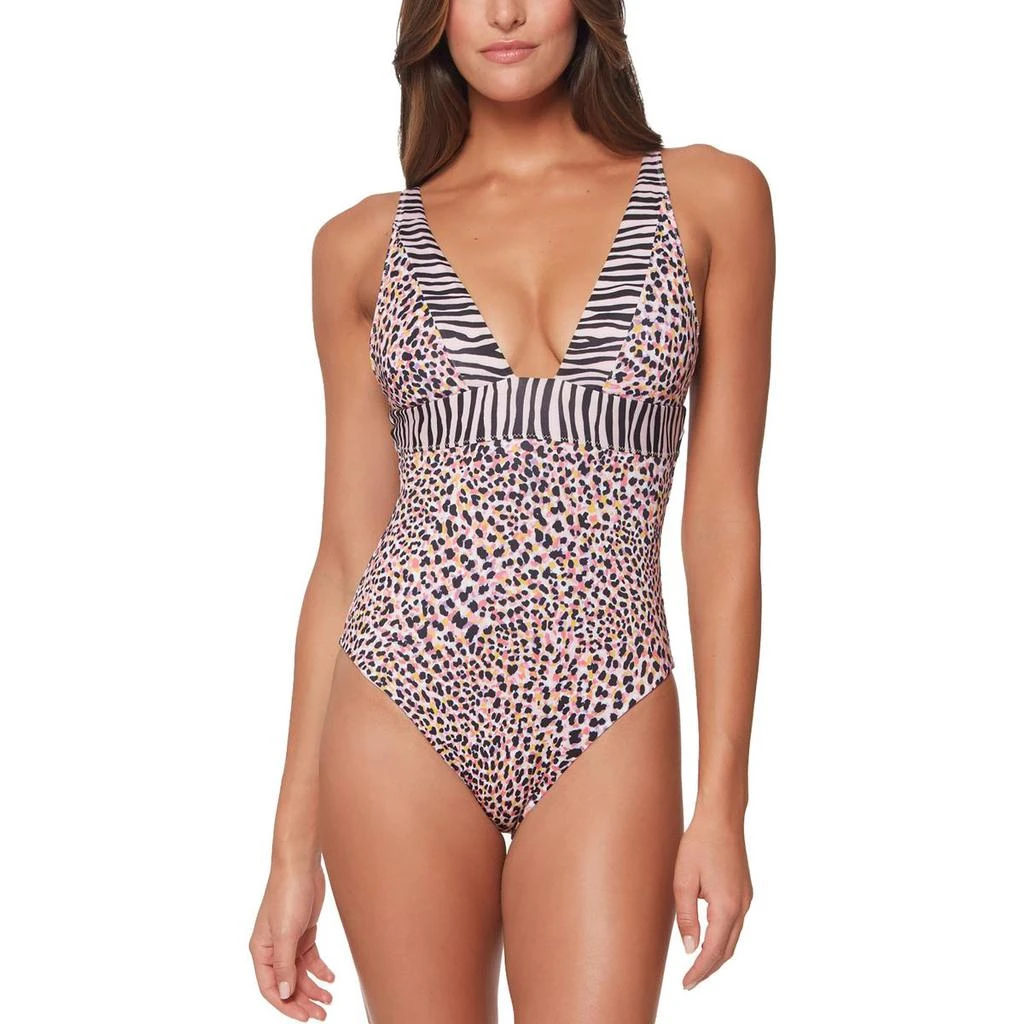 Sanctuary Womens Printed V-Neck One-Piece Swimsuit 3