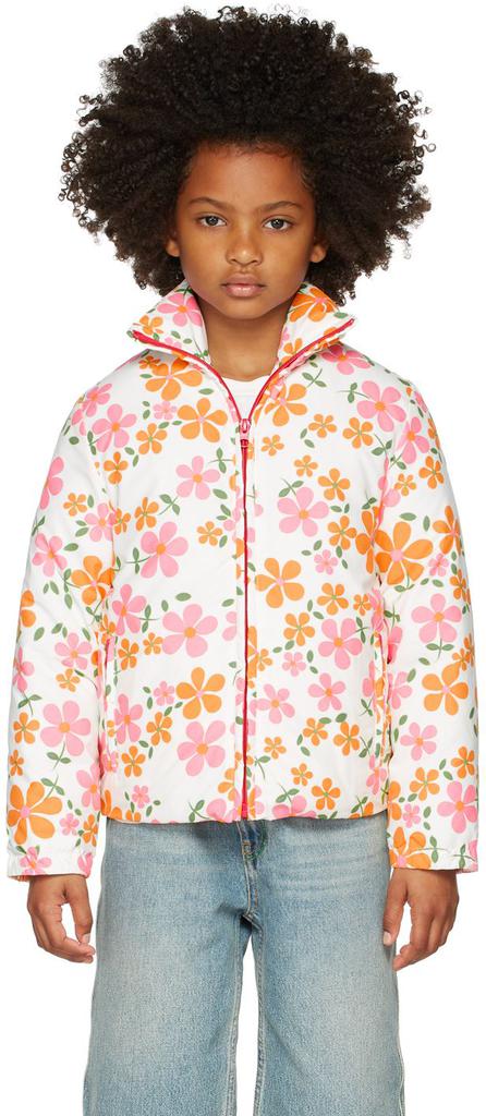 ERL Kids White Down Floral Jacket