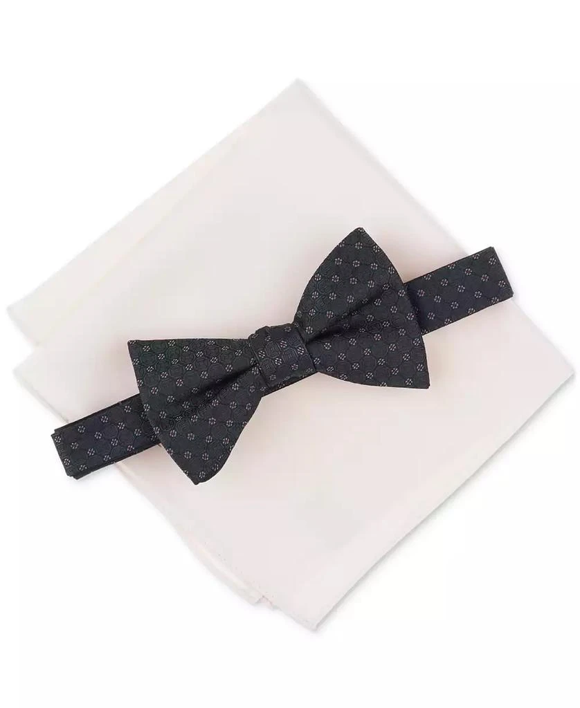 Alfani Men's Prince Geo-Pattern Bow Tie & Solid Pocket Square Set, Created for Macy's 1