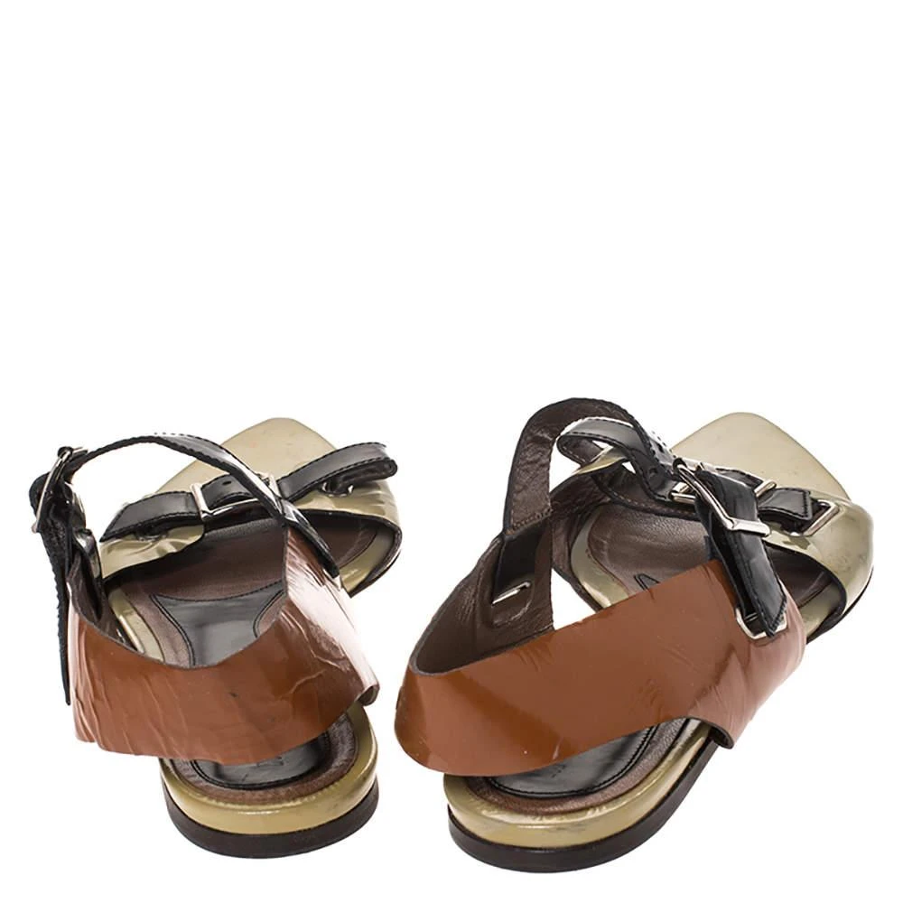 Marni Marni Tricolor Patent Leather Pointed Toe Flat Sandals Size 39 5