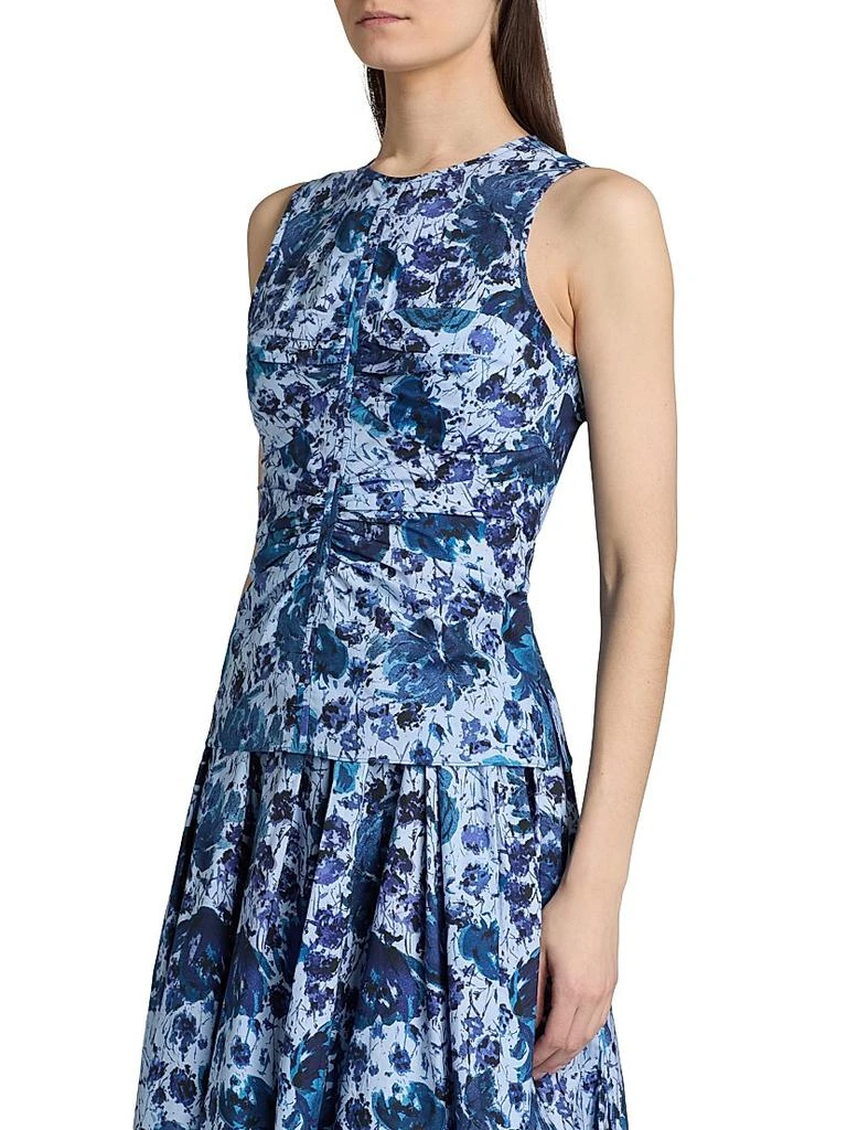 PRABAL GURUNG Floral Cotton-Blend Ruched Top 4