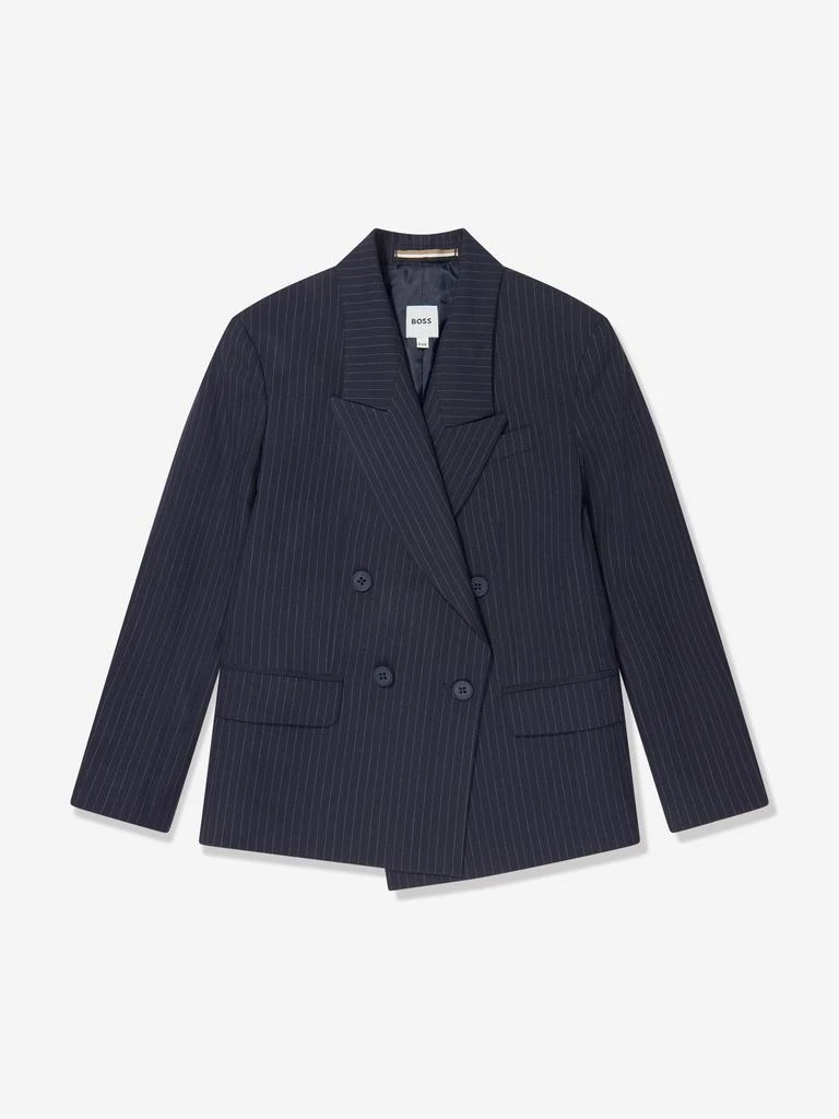 Hugo Boss BOSS Boys Striped Suit Jacket in Navy 1