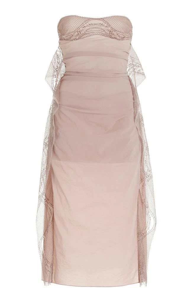Christopher Esber Christopher Esber - Lace-Trimmed Crepe Midi Dress - Light Pink - AU 8 - Moda Operandi 1
