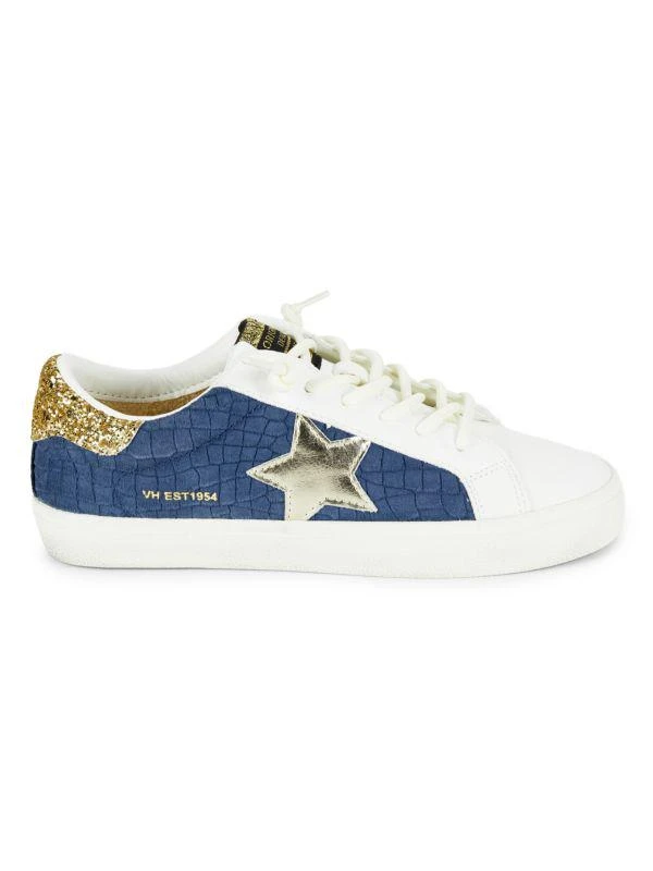 Vintage Havana Croc-Embossed Suede Star Platform Sneakers 1