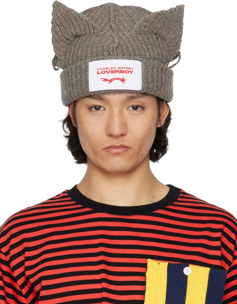 Charles Jeffrey Loverboy SSENSE Exclusive Gray Chunky Ears Beanie 1
