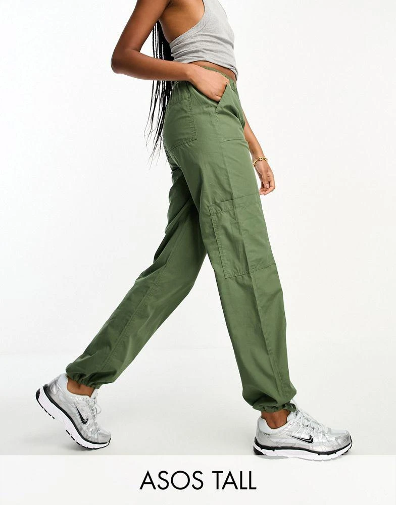ASOS ASOS DESIGN Tall clean pull on cargo trouser in khaki 1