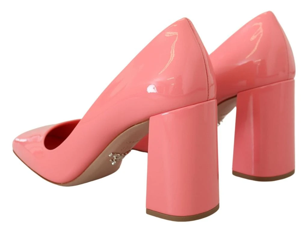 Prada Pink Patent Leather Block Heels Pumps Classic 5