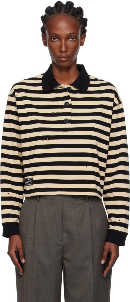 mfpen Black 
Beige Cropped Fractured Polo