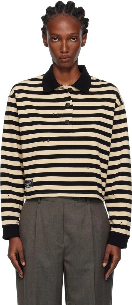 mfpen Black 
Beige Cropped Fractured Polo 1