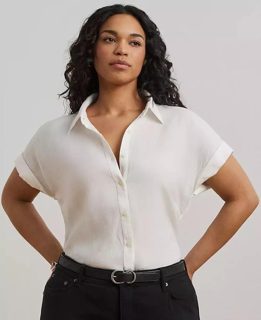 Ralph Lauren Plus Size Linen Dolman Sleeve Top 1